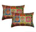 Monkdecor (O.F) Beautiful Printed Designs Cushion Cover Set Of 2 Pieces (Size12X18 Inches) Multi Flower PrintMulti