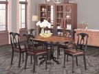 East West Furniture KENL7-BLK-LC 7 Piece Modern Dining Table Set Consist of an Oval Wooden Table with Butterfly Leaf and 6 Faux Leather Upholstered Dining Chairs, 42x60 Inch, Black & Cherry