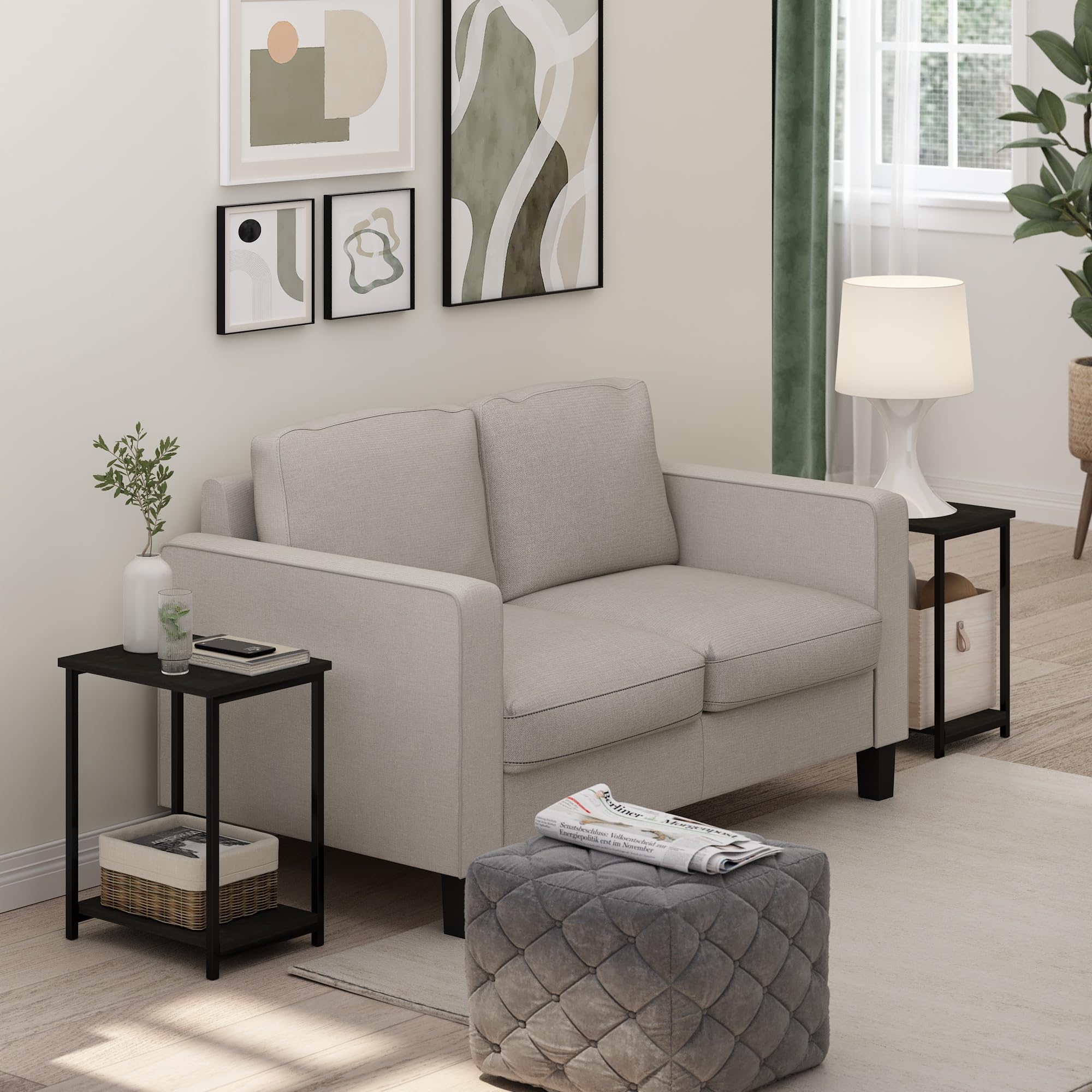 Furinno Simplistic Metal Frame End Table, 2-Pack, Espresso