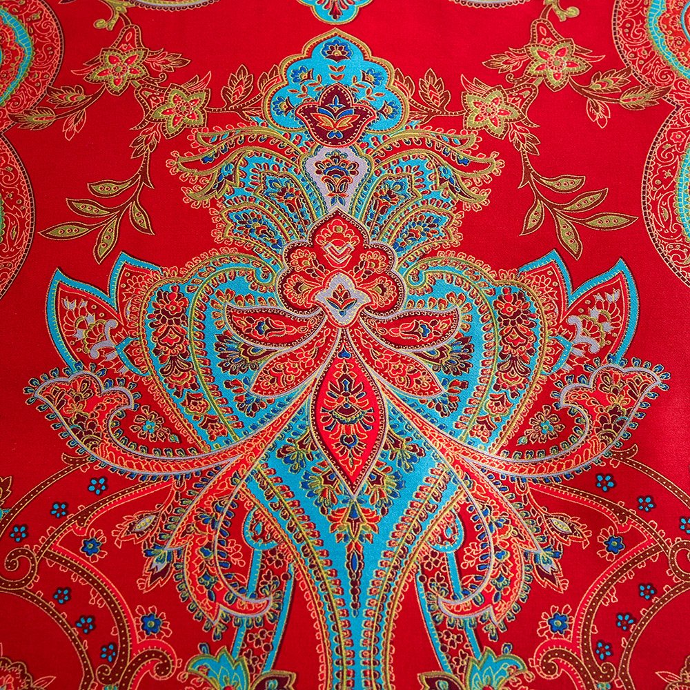 Mixinni Long Staple Cotton Percale Paisley Duvet Cover For Queen Size Bed Boho Floral Pattern 3 Pieces Bedding Set With Zipper T
