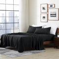 Cathay Home Essentials Ultra Soft Hypoallergenic Wrinkle Resistant Double Brushed Microfiber Bedding Sheet Set, Black, California King