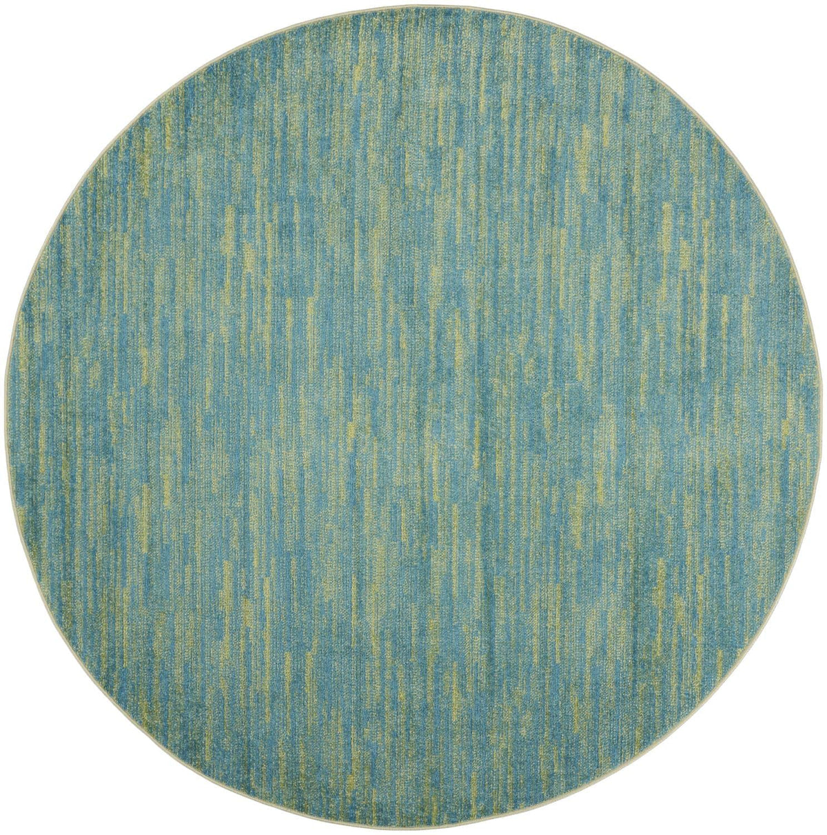 Nourison Essentials Indoor/Outdoor Blue Green 6' X Round Area -Rug, Easy -Cleaning, Non Shedding, Bed Room, Living Room, Dining Room, Backyard, Deck, Patio (6 Round)