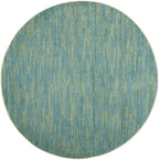 Nourison Essentials Indoor/Outdoor Blue Green 8' X Round Area -Rug, Easy -Cleaning, Non Shedding, Bed Room, Living Room, Dining Room, Backyard, Deck, Patio (8 Round)