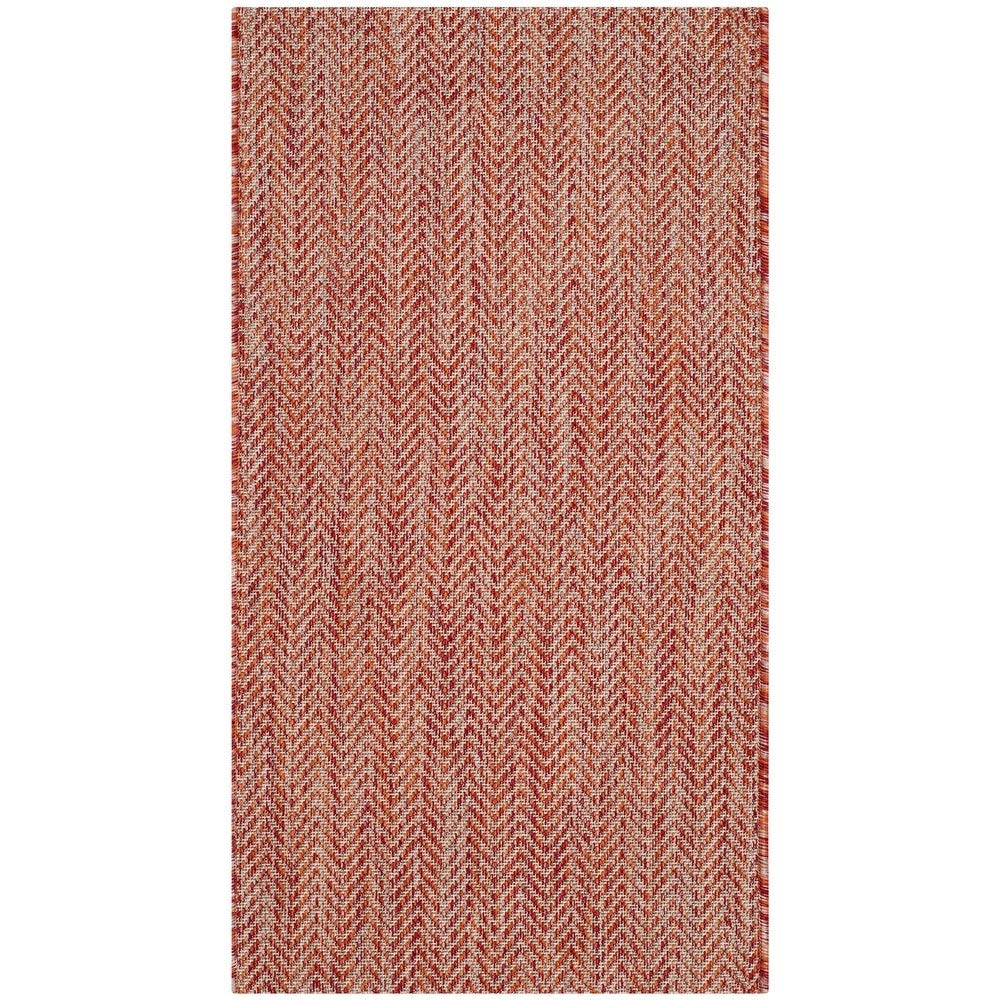 SAFAVIEH Courtyard Collection 2 x 37 Red/Beige CY8022 Indoor/ Outdoor Patio Backyard Mudroom Accent Rug