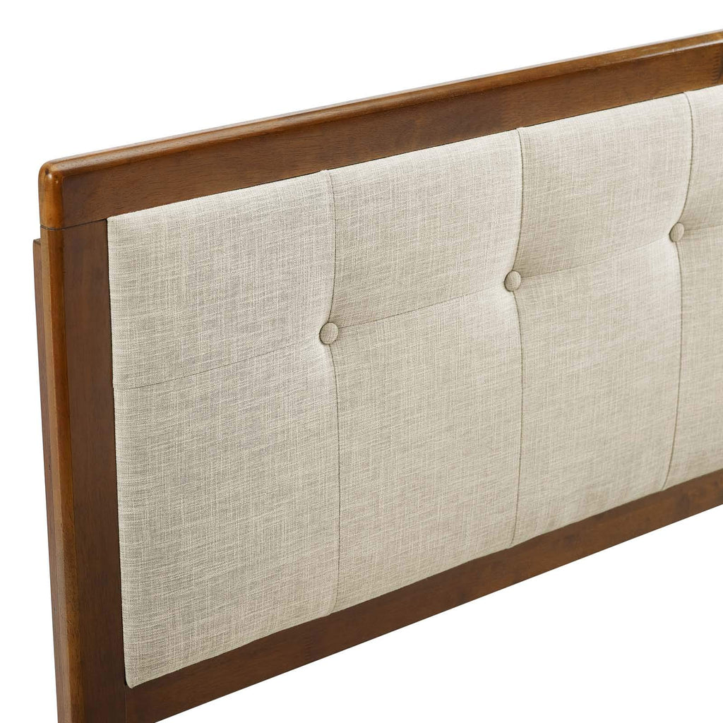 Modway Draper Tufted King Fabric And Wood Headboard In Walnut Beige