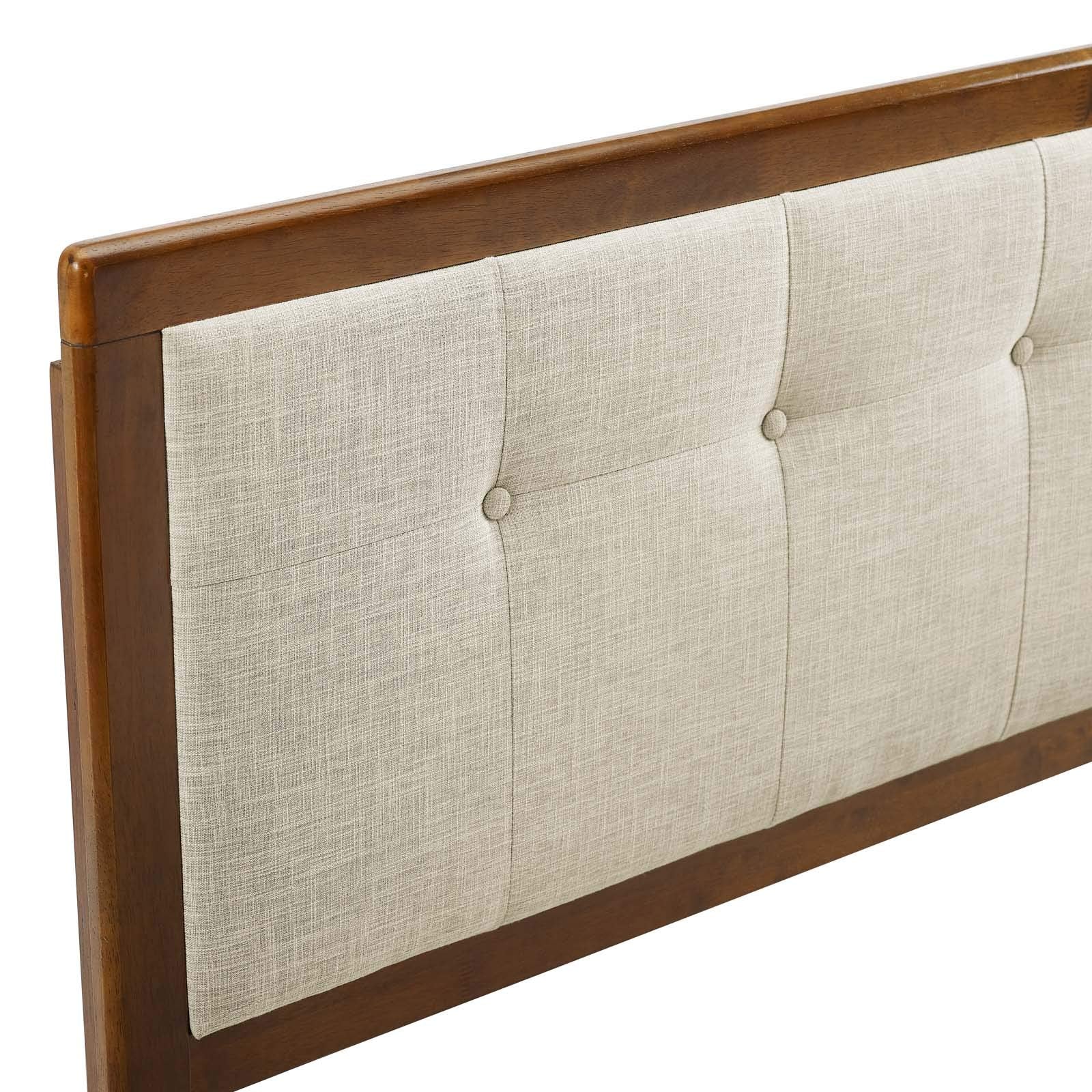Modway Draper Tufted King Fabric And Wood Headboard In Walnut Beige