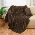 Bnuitland Light Yellow Super Soft Flannel Throw, 3D Striped Jacquard Fluffy Blanket For Bed,Sofa,Couch,Home Decor, 300Gsm Fleece