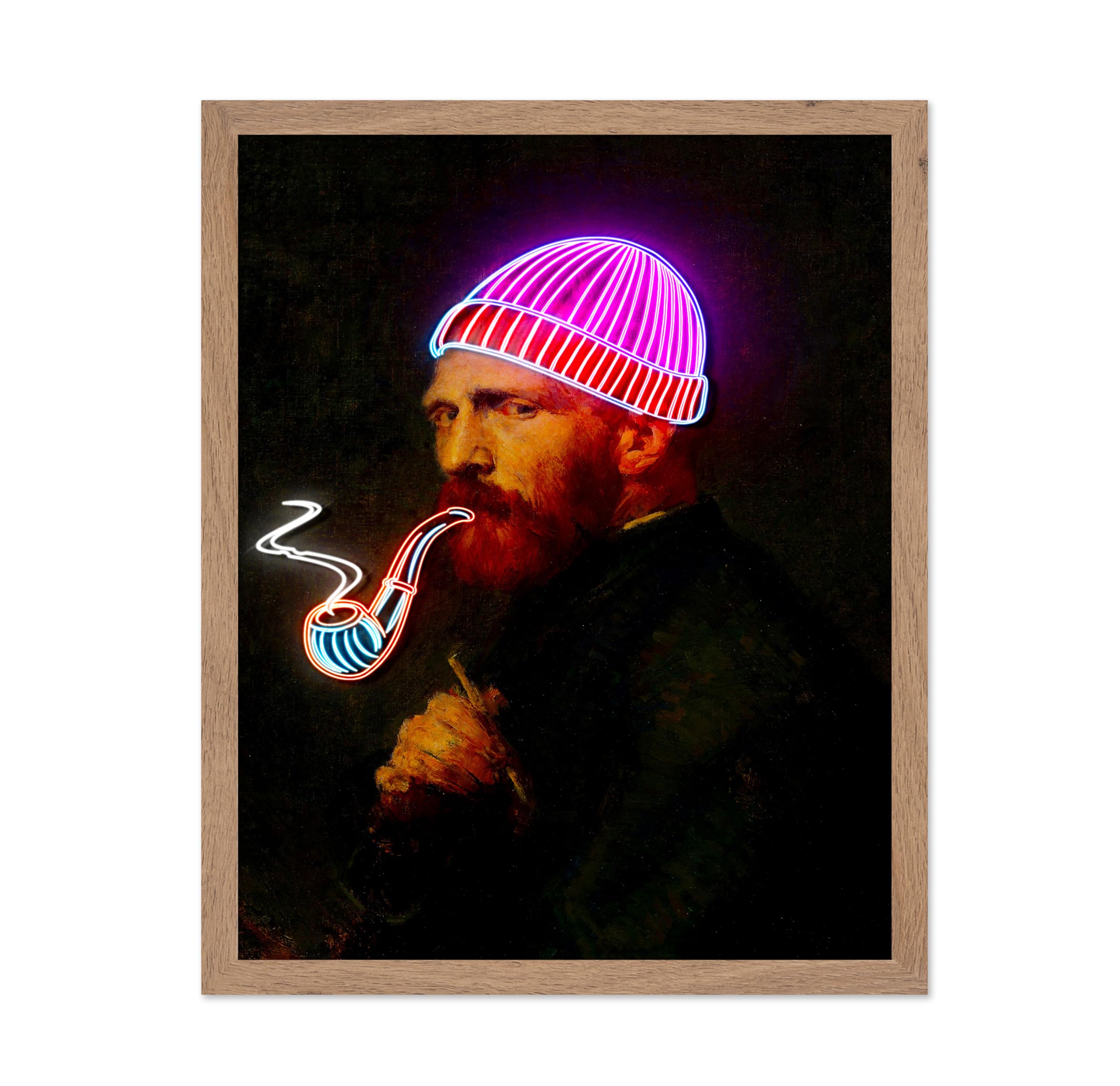 Poster Master Van Gogh Portrait Poster - Neon Van Gogh Portrait Print - Neon Pop Art - Fun Gift for Men, Women, Him, Her - Cool 