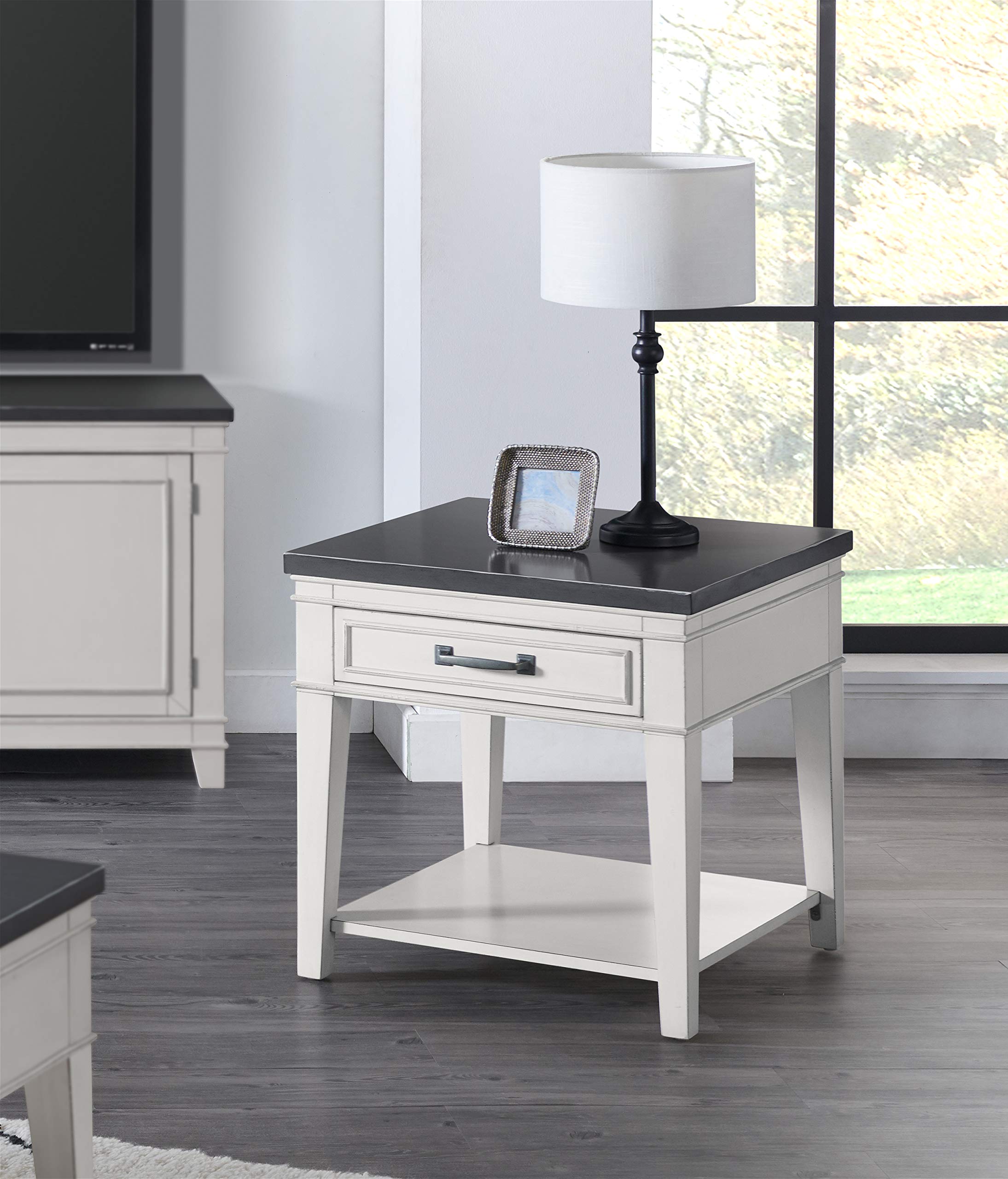 Martin Svensson Home Del Mar End Table, Antique White And Grey