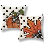 Fall Pillow Covers 18 x 18 Inch Set of 2 Autumn Polka Dot Pumpkin Maple leaves Throw Pillow Covers Outdoor Thanksgiving Harvest 