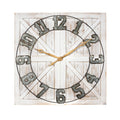 Stratton Home Décor S11545 Rustic Farmhouse Wall Clock, 31.50 W X 1.38 D X 31.50 H, Distressed White, Galvanized Metal, Gold, Black