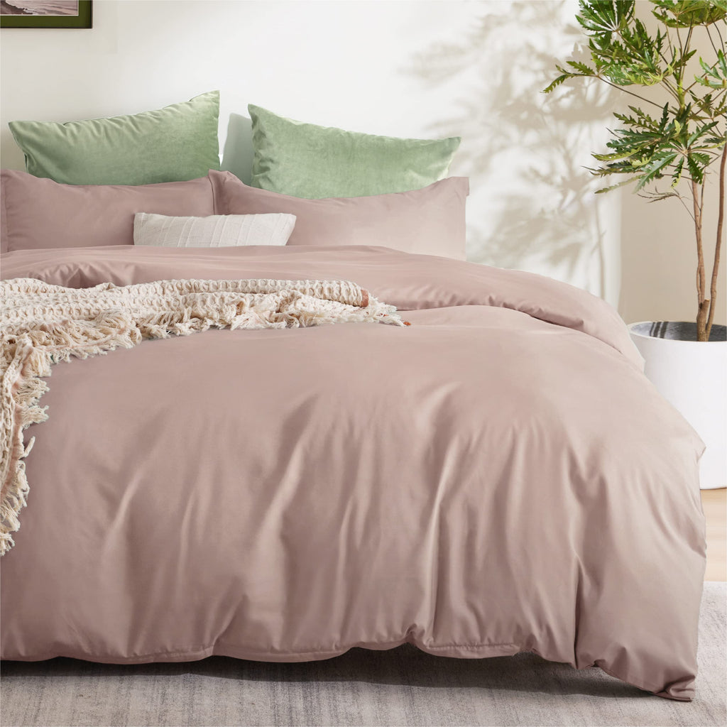 Bedsure Dusty Rose Duvet Cover Queen Size - Soft Double Brushed Duvet Cover For Kids With Zipper Closure, 3 Pieces, Includes 1 D