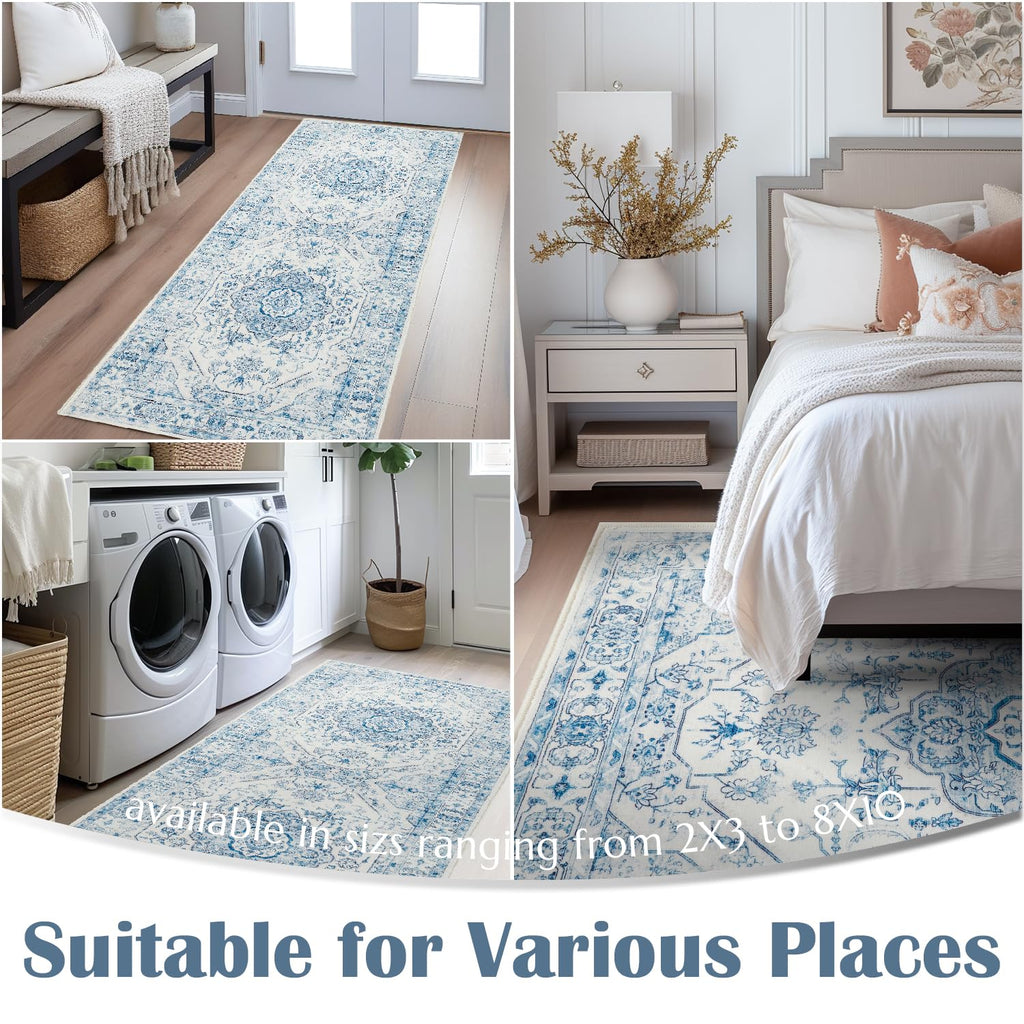 Jinchan Runner Rug 2X5 Hallway Rug Washable Rug Medallion Floral Rug Kitchen Runner Rug Accent Rug Vintage Rug Retro Non Slip Th