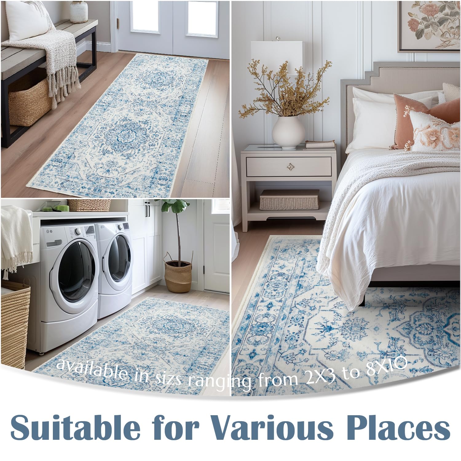 Jinchan Runner Rug 2X5 Hallway Rug Washable Rug Medallion Floral Rug Kitchen Runner Rug Accent Rug Vintage Rug Retro Non Slip Th