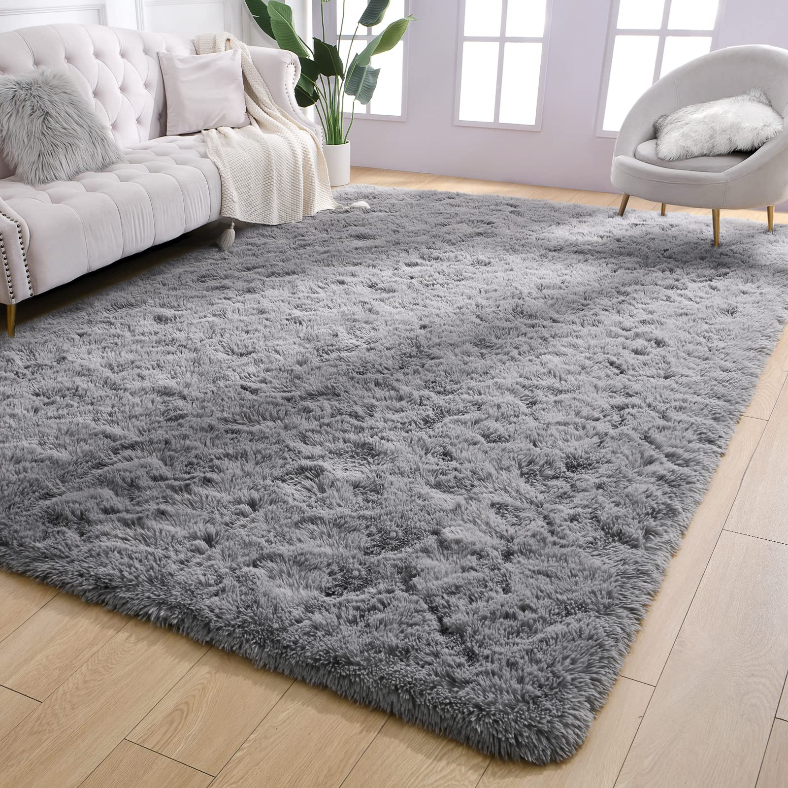 AROGAN Luxury Soft Area Rugs for Bedroom Living Room Plush Shag Rug 4x6 Feet, Grey Fluffy Rug for Kids Girls Playroom Dorm Room,