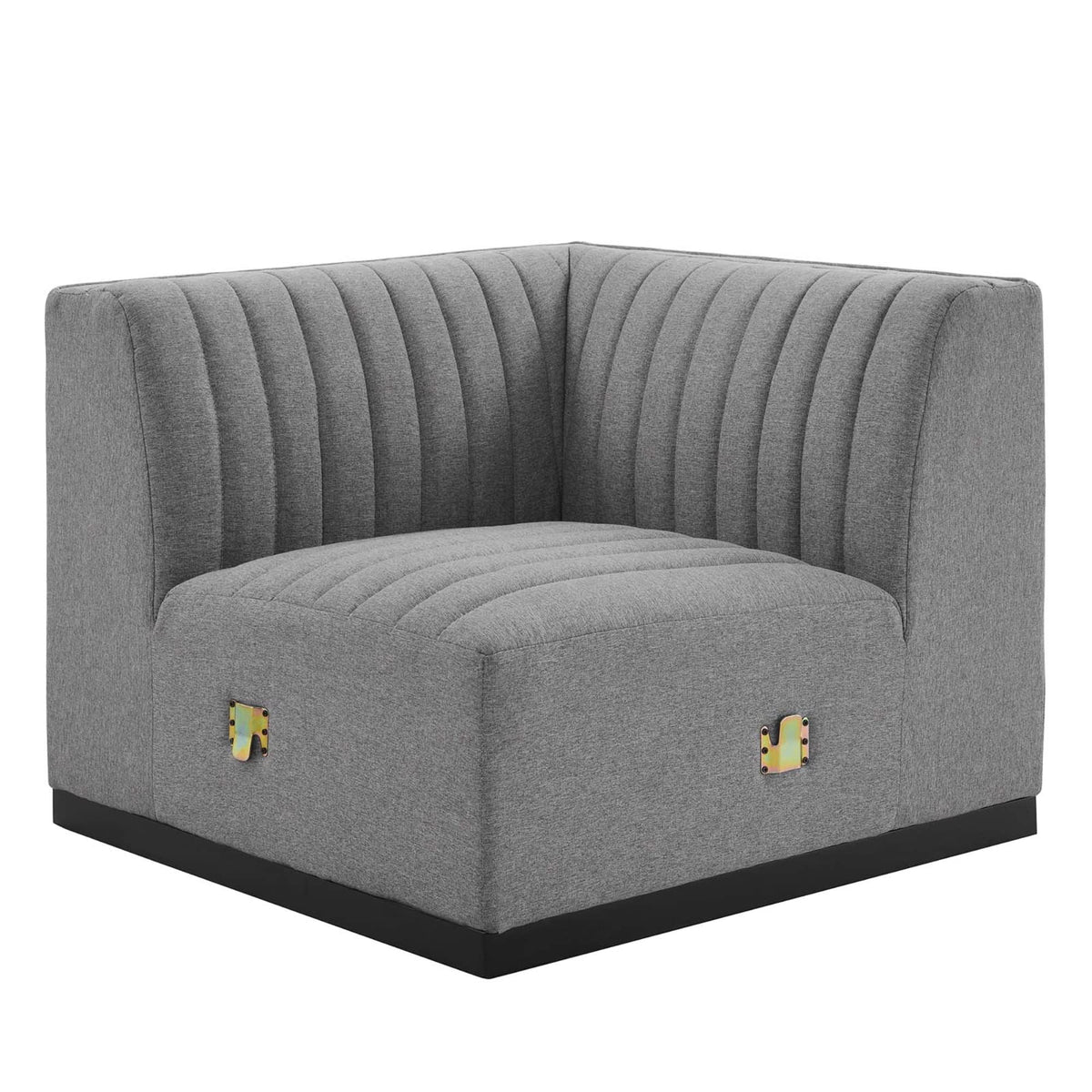 Modway Conjure Modern Channel Tufted Fabric Left Corner Chair In Gray