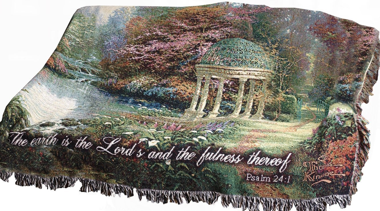 Manual Inspirational Collection Tapestry Throw With Verse, Garden Of Prayer By Thomas Kinkade, 60 X 50-Inch