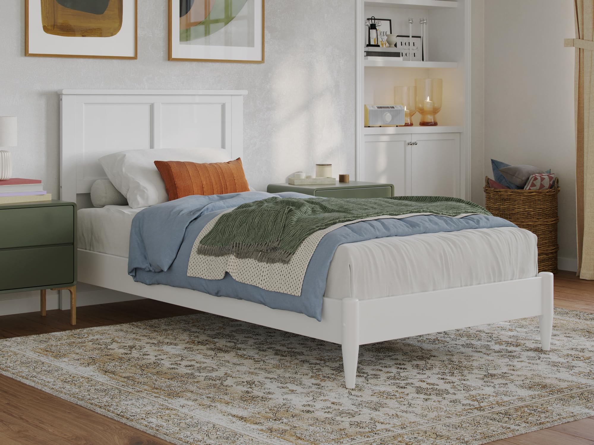 Afi, Charlotte Twin Xl Solid Wood Low Profile Platform Bed, White
