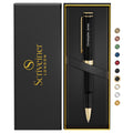 Scriveiner Personalized Black Rollerball Edc Pen, Stunning Pocket Pen With 24K Gold Finish, Cool Writing Pen, Best Pen Gift, Bes