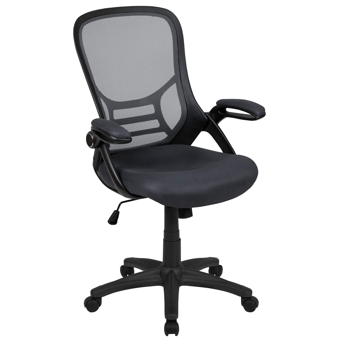 Flash Furniture Porter High-Back Swivel Office Chair with Adjustable Lumbar Support and Seat Height, Ergonomic Mesh Desk Chair with Flip-Up Armrests, Black