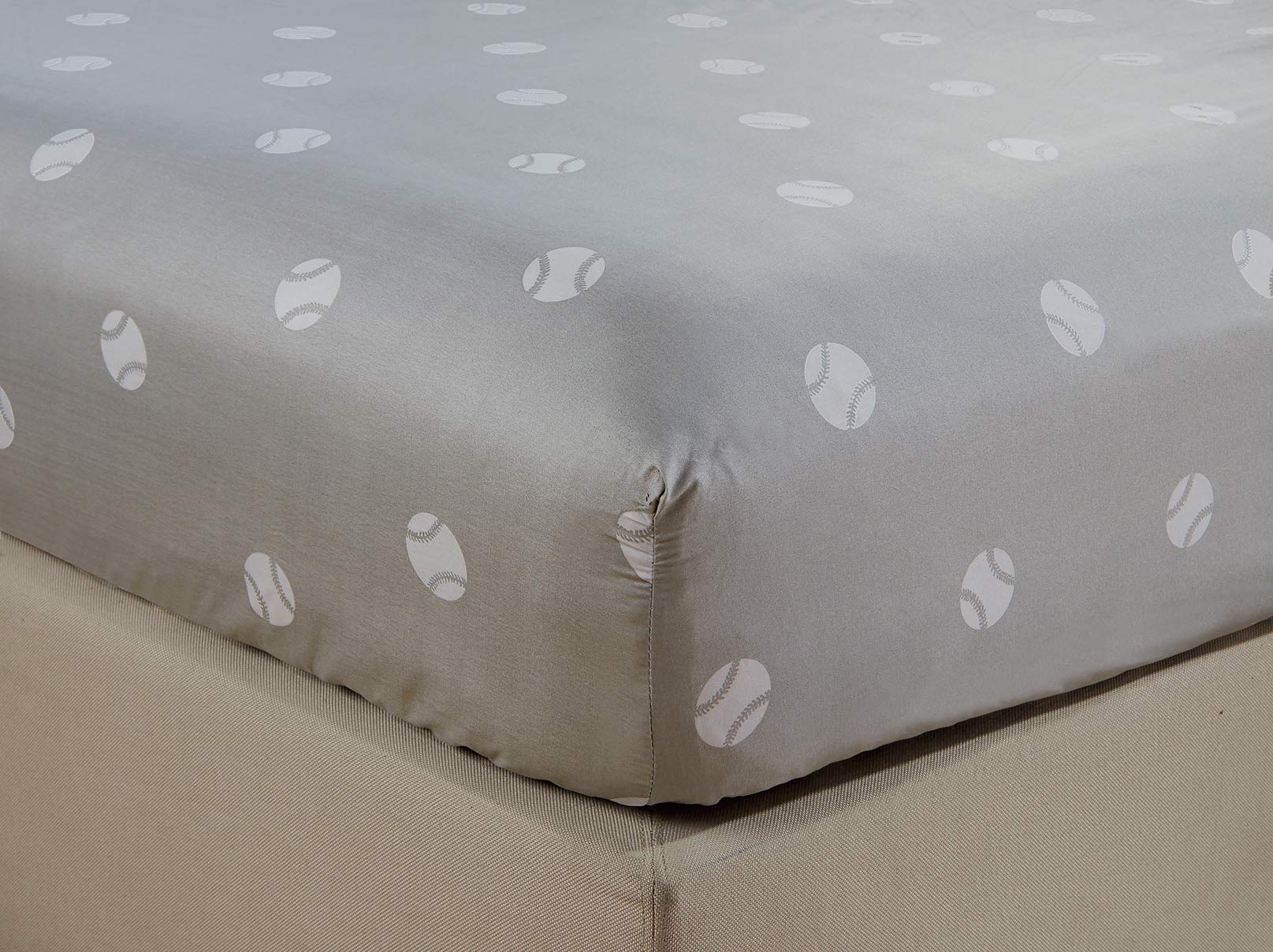 Chezmoi Collection 3-Piece Kids/Teens Sports Sheet Set - Soft Microfiber Gray White Baseball, Twin Xl Size