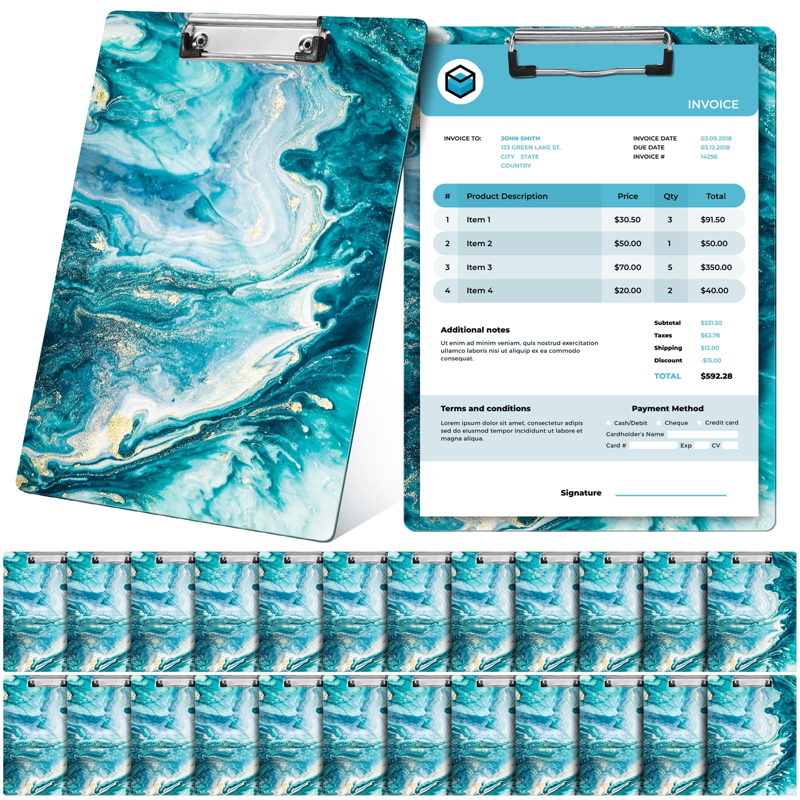 Skyygemm 24 Pcs Back To School Supplies Marble Clipboard Bulk Standard A4 Letter Size Operation Kid Bulk Items Wooden Office Cli