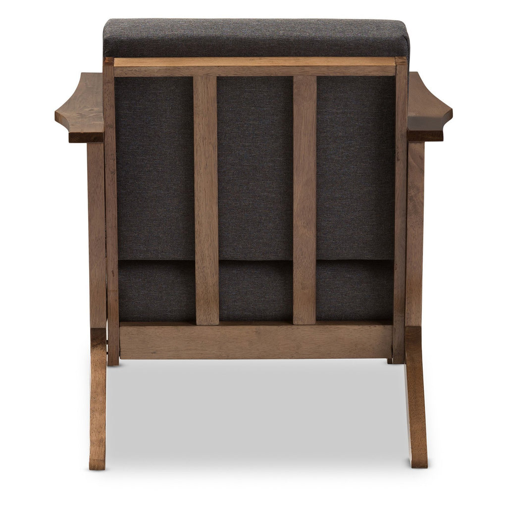 Baxton Studio Cayla Lounge Chair Grey/Mid-Century/Walnut Brown