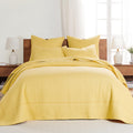 Levtex Home - Cross Stitch Yellow Bedspread Set - King Quilted Bedspread And Two King Shams - Cross Stitch Pattern - Bedspread (