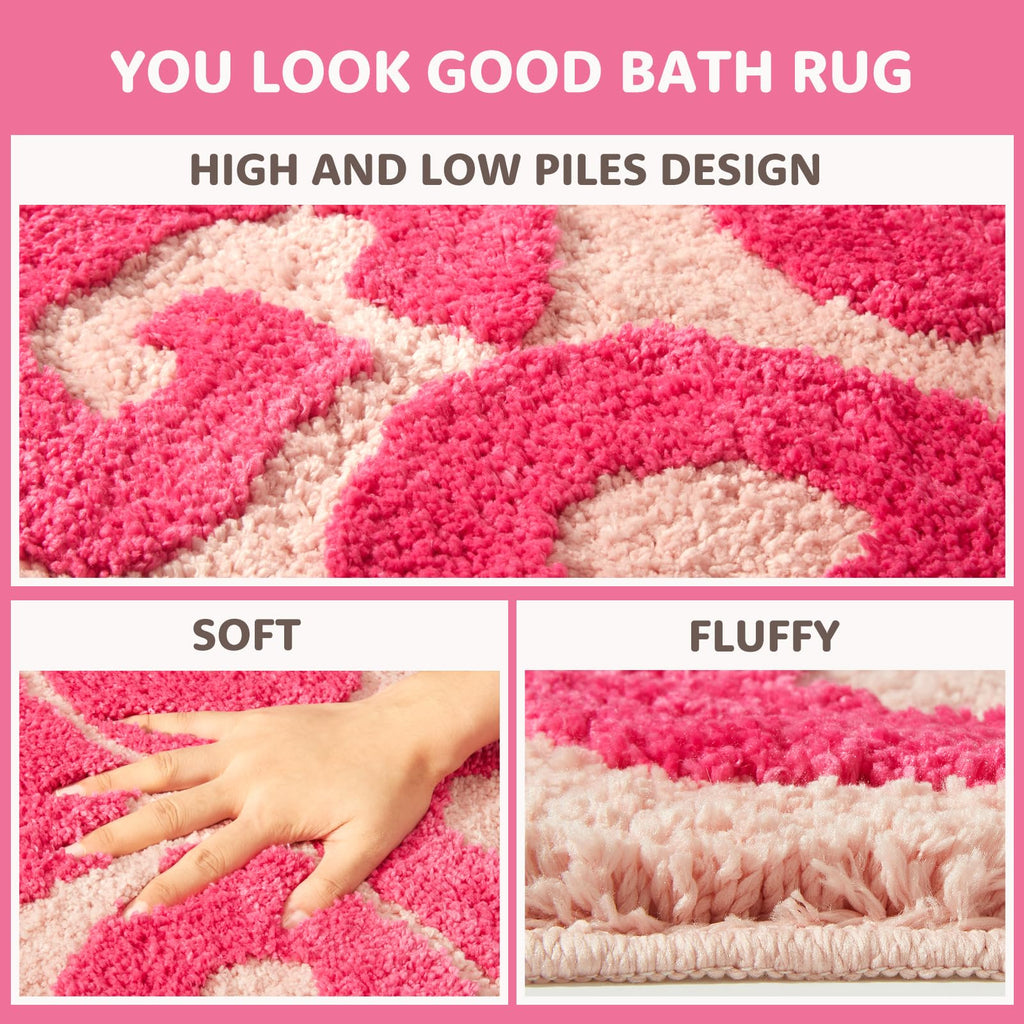 Dyefury ?????????? ????'' ?? ????'' You Look Good Bath Mat Pink,Cute Bathroom Rugs For Girls Fun Funny Funky Rug Bedroom Pink Pr