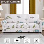 Searchi Stretch Sofa Cover Printed Couch Cover, Floral Pattern 4 Pieces Sofa Slipcover With 3 Separate Cushion Cover, Washable Furniture Protector For Living Room(Sofa, Autumn Leaves)