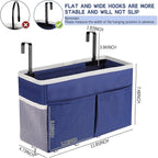 Frjjthchy Bedside Storage Organizer 5 Pockets With 4 Hooks Hanging Storage Bag For Headboards/Bunk Bed (2Pack Dark Blue)