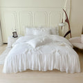 Soukechy Chic Lace Bedding,Girls Twin Aesthetic Comforter Cover Set,Romantic French Princess Style Ruffled Duvet Cover With Love
