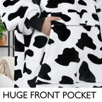 Catalonia Cow Print Oversized Hoodie Blanket Sweatshirt, Comfortable Sherpa Lounging Pullover For Adults Men Women Teenagers Wif