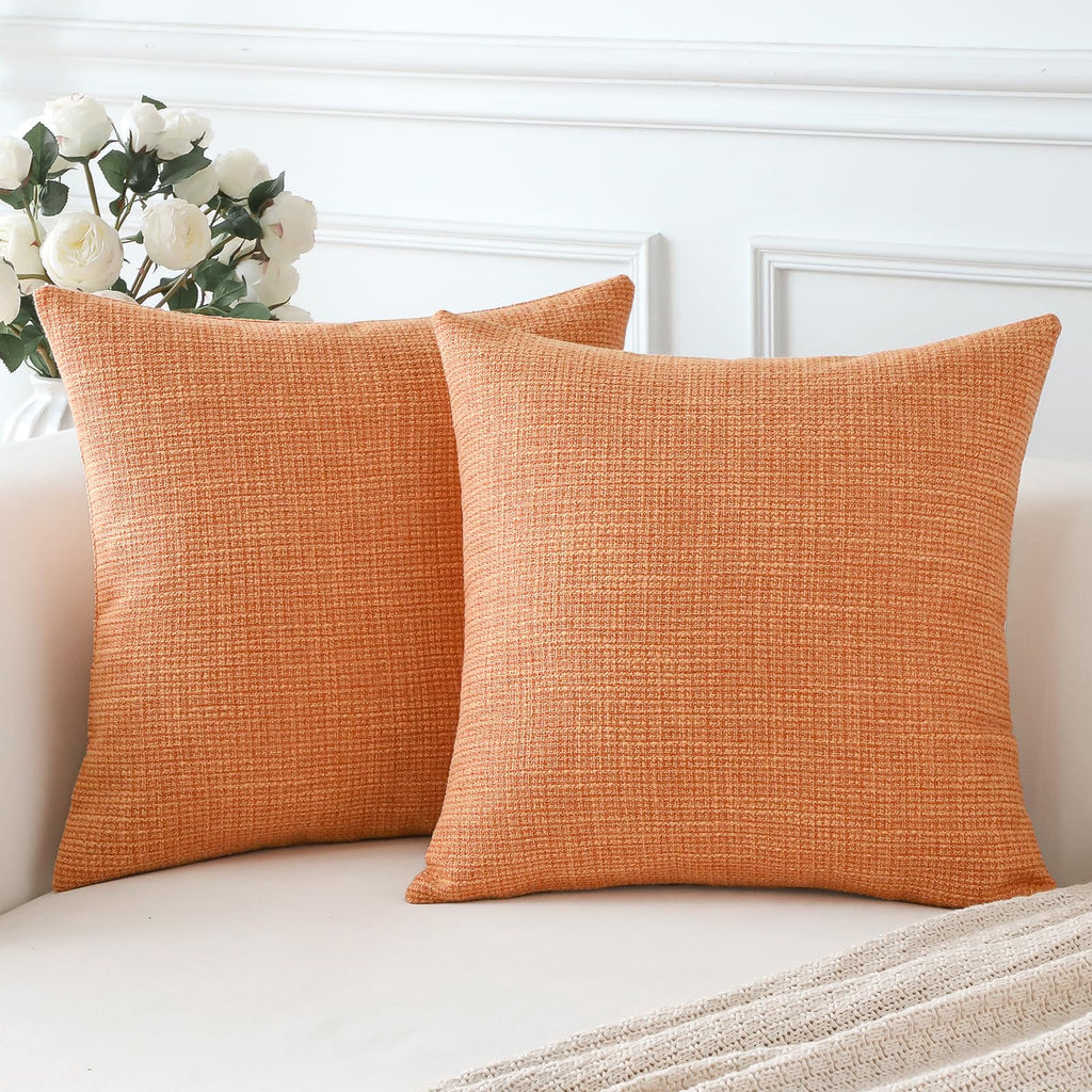 Otostar Linen Throw Pillow Covers Set Of 2 Decorative Square Pillowcases Cushion Covers 28X28 Inch For Home Decor Sofa Bedroom Car 70 X 70 Cm Coral