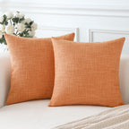 Otostar Linen Throw Pillow Covers Set Of 2 Decorative Square Pillowcases Cushion Covers 28X28 Inch For Home Decor Sofa Bedroom Car 70 X 70 Cm Coral