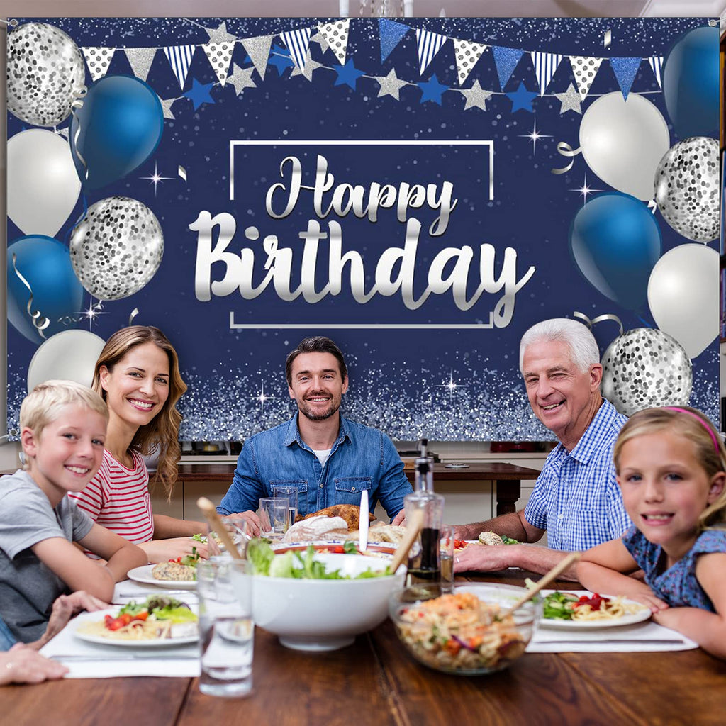 Tatuo Happy Birthday Decorations Backdrop, Glitter Birthday Backdrop Sign, Happy Birthday Banner, Birthday Party Supplies Photo