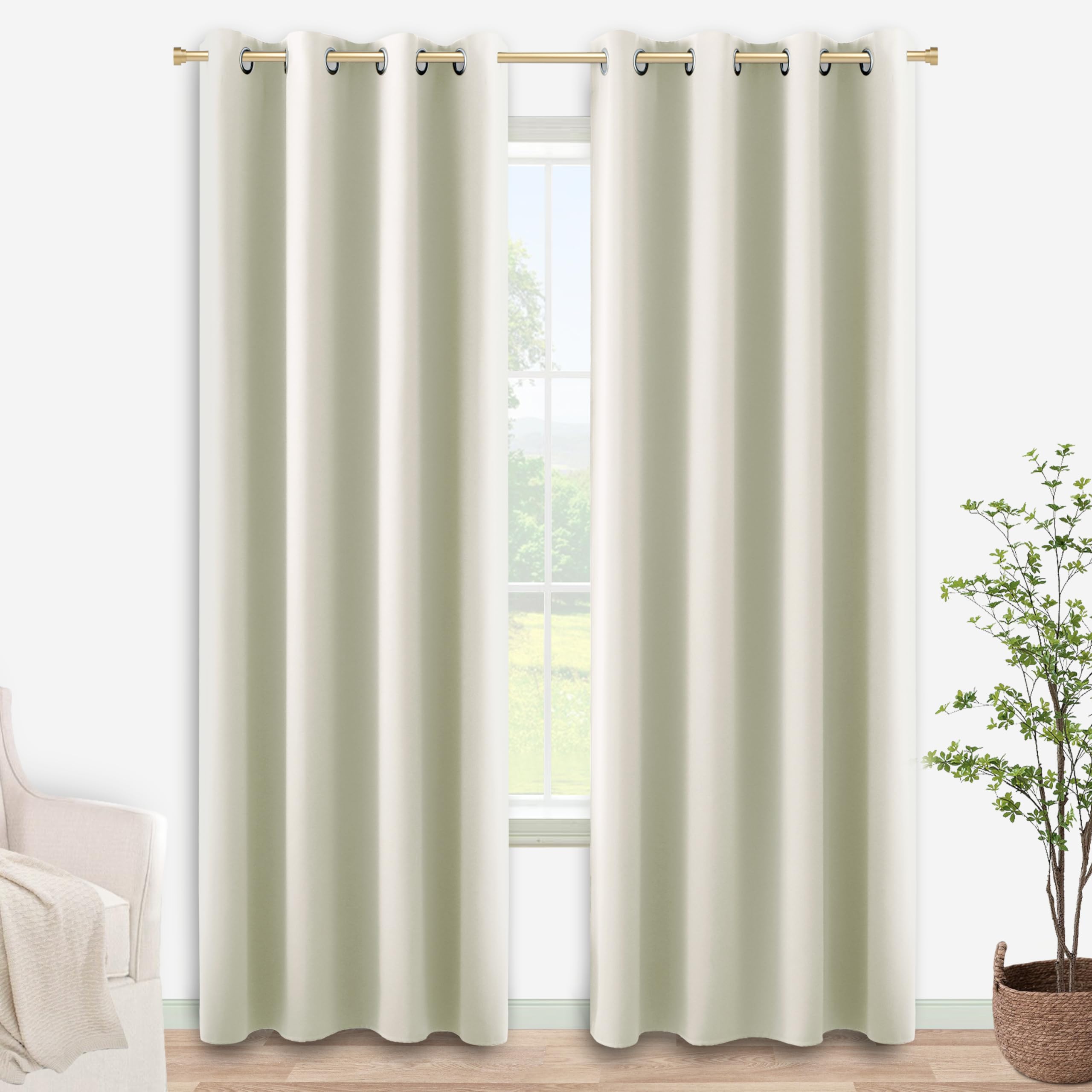 Cream Curtains 96 Inches Long For Living Room Blackout Elegant 2023 Modern Stylish Farmhouse Boho Drapes Draperies Room Darkenin