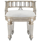 HomeRoots Silver Birch Wood Solids; MDF Mirrored Crescent Vanity Stool