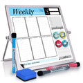 Small Desktop Weekly Planner White Board - Calendar 10'X10' Dry Erase Magnetic To Do List Board With Stand, 3 Markers, 4 Magne