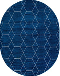 Unique Loom Trellis Frieze Collection Area Rug - Geometric (7 10 x 10 Oval, Navy Blue/ Ivory)