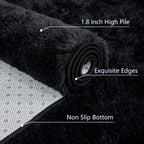 Arogan Luxury Soft Area Rugs For Bedroom Living Room Plush Shag Rug 4X6 Feet, Black Fluffy Rug For Kids Girls Playroom Dorm Room