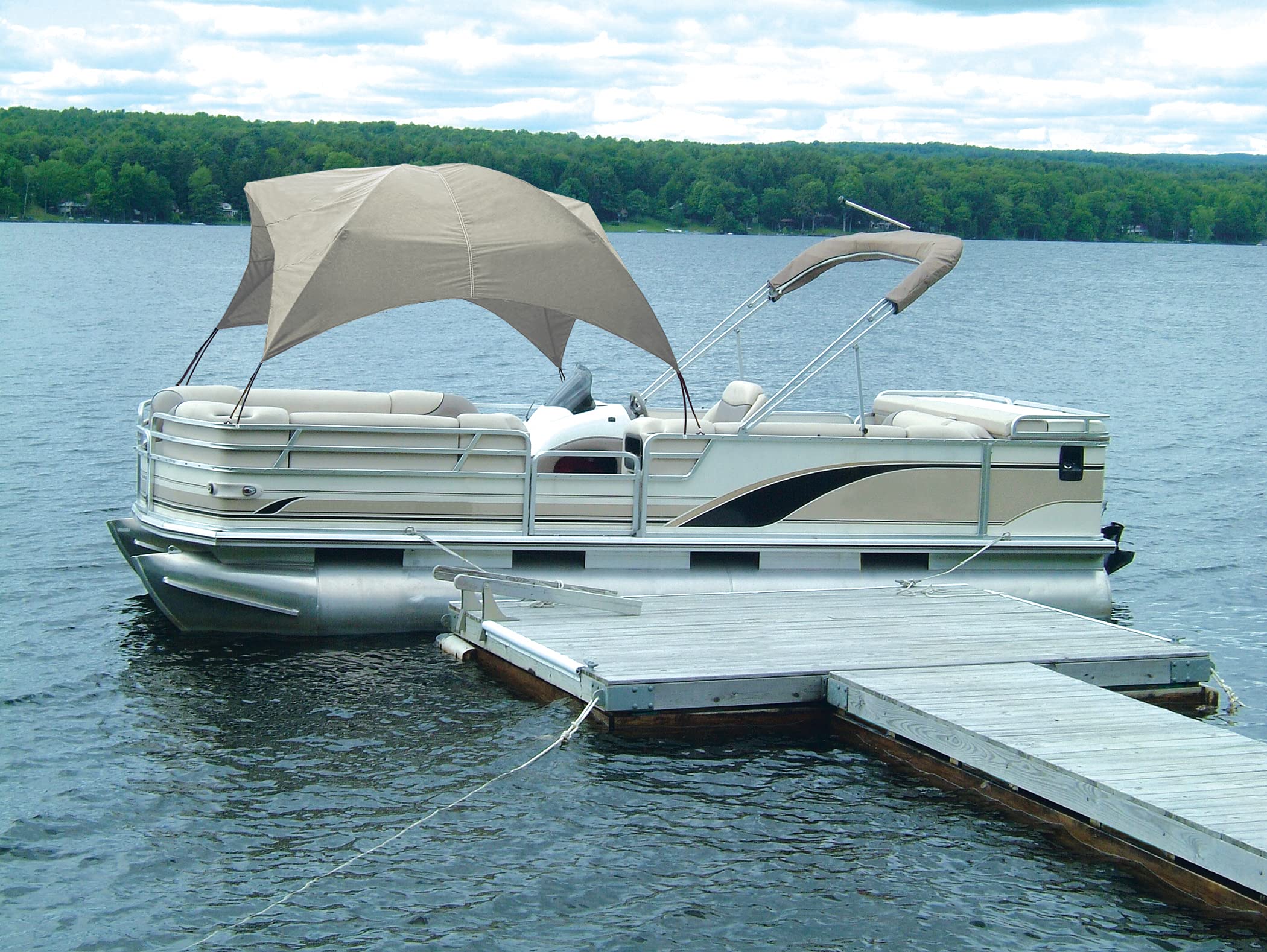 Taylor Made Products Easy-Up Shade For Pontoon Boats, 8'L X 102'W X 50'H, Fits 96' And 102' Wide Frames, Extends To 8', Mari