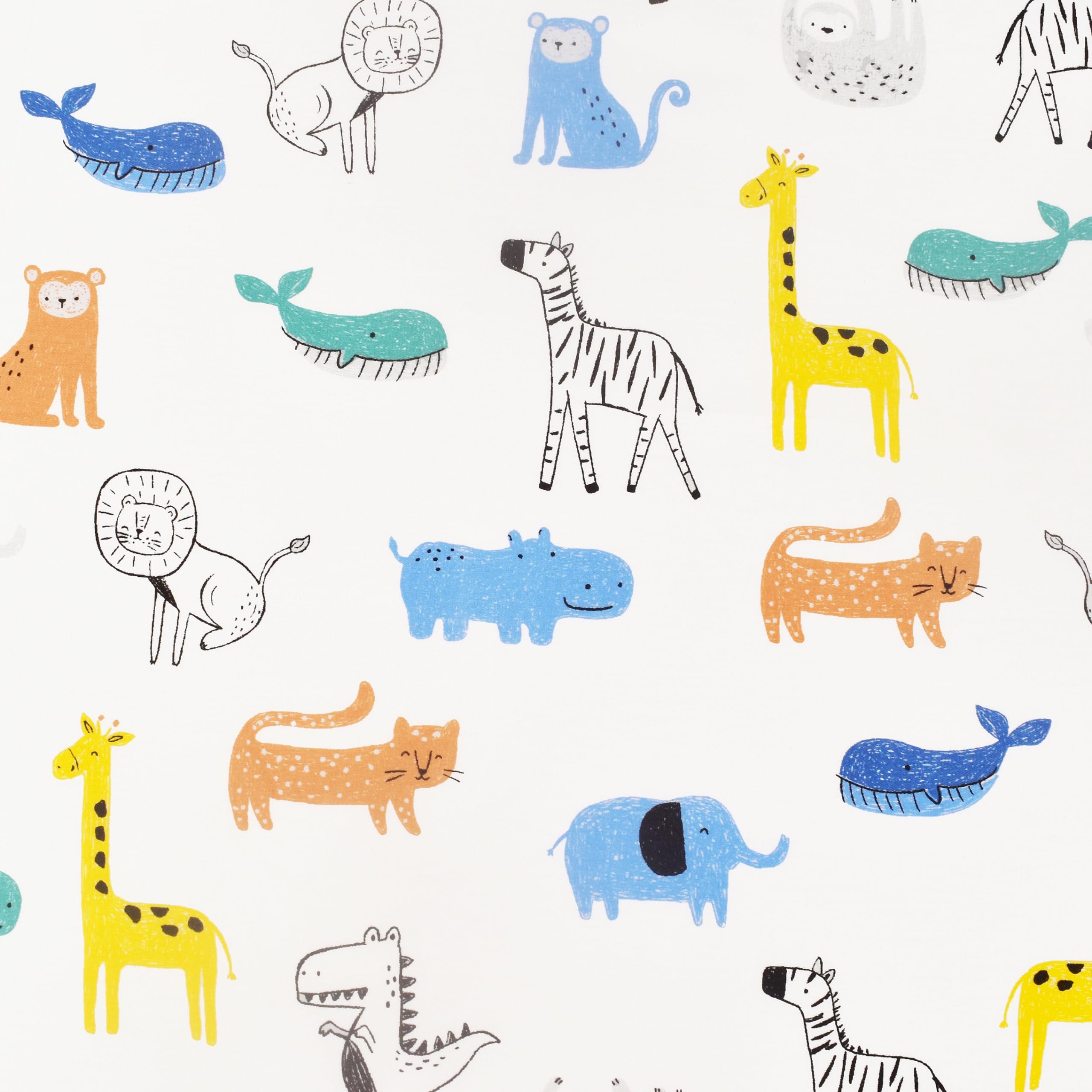 Scientific Sleep Jungle Animals Whale Zebra Monkey Tiger 100% Cotton 4 Pcs Full Bed Sheet Set Kids Boys Girls Toddler Teen, Flat