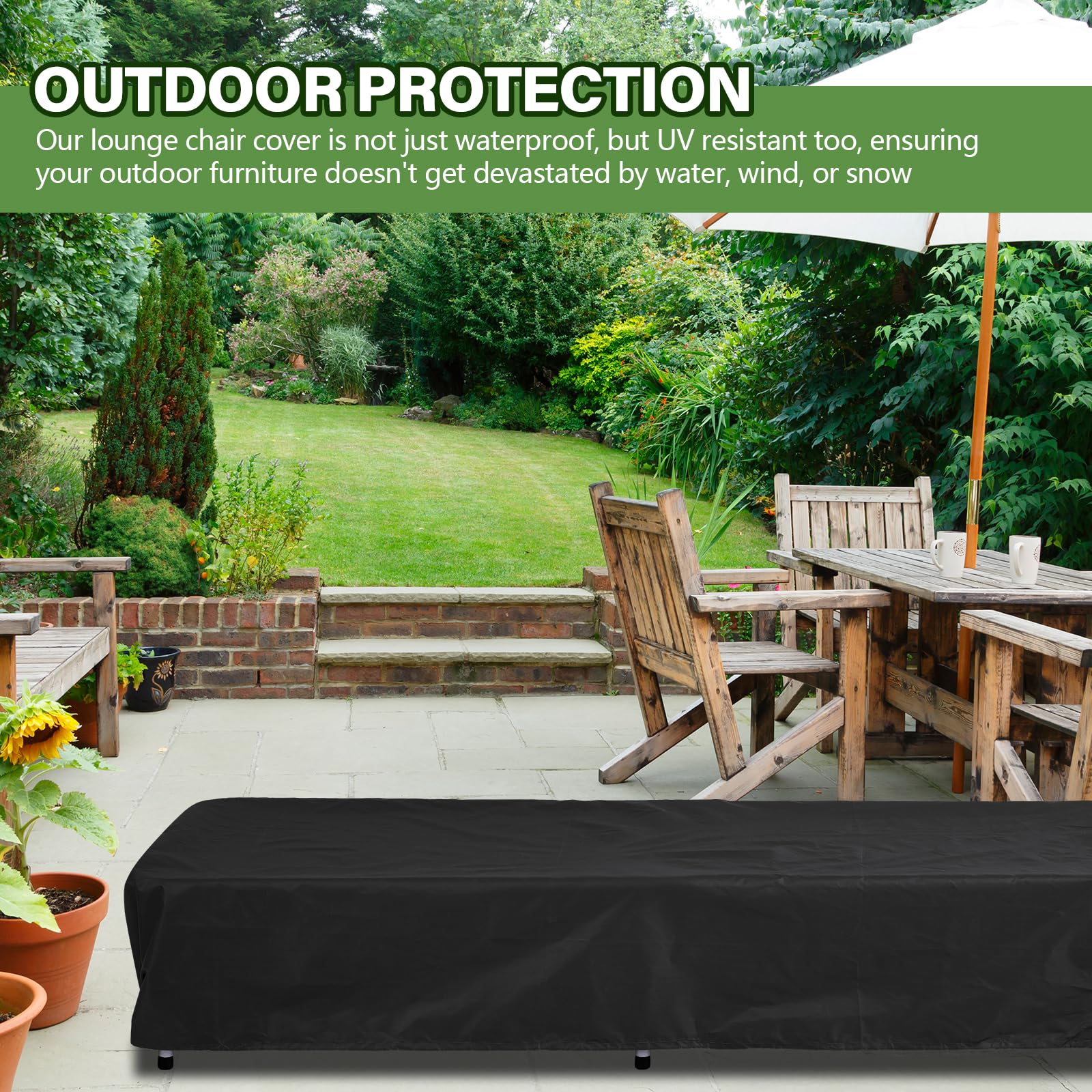 Tingjoo 2 Pcs Patio Chaise Lounge Cover Waterproof Outdoor Lounge Chair Cover 30'' D X 83'' W X 12'' H Uv Resistant Outdoor Furn