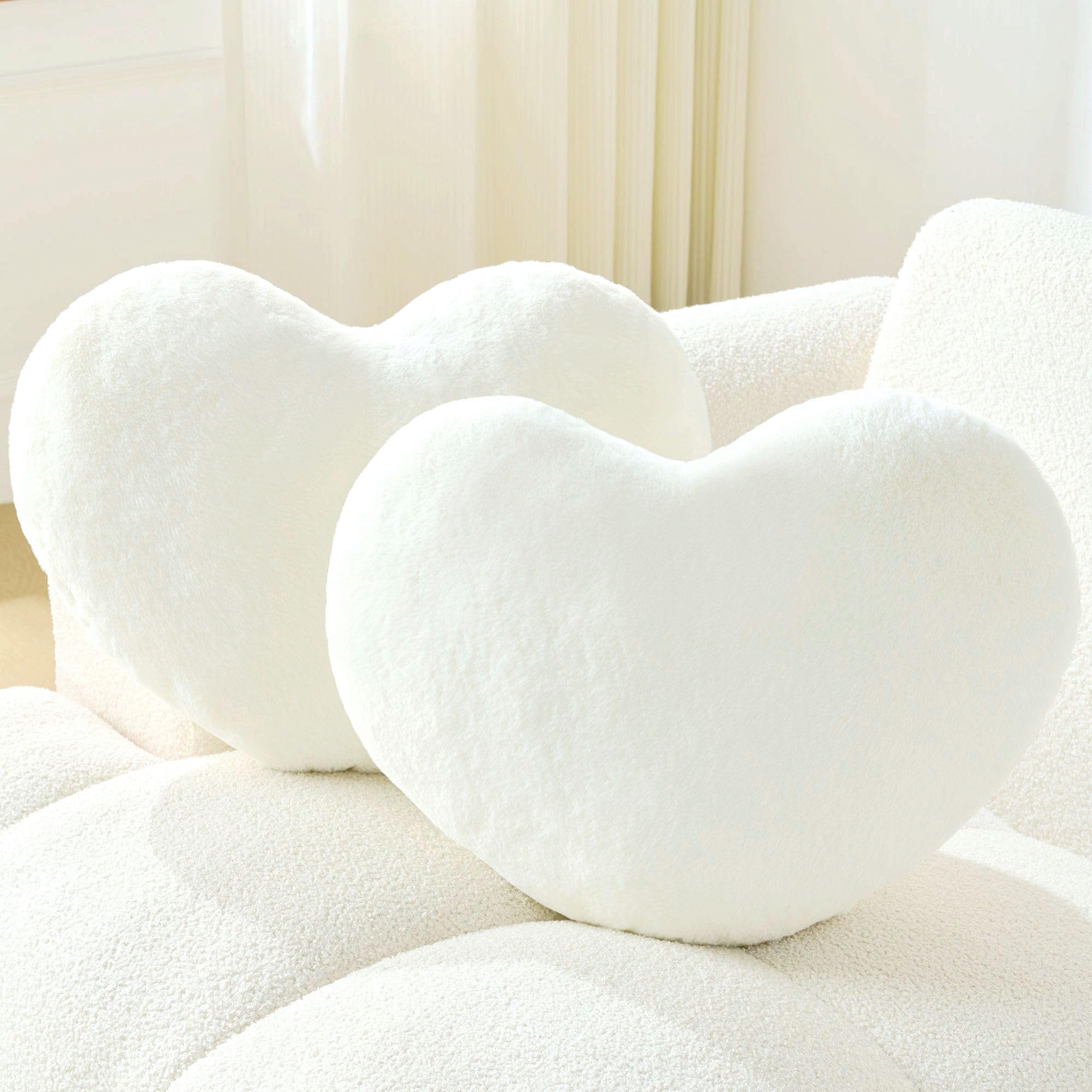 Nokrwit 2PCS Throw Pillows Heart Pillow Home Decor Decorative Couch Pillows Bed Pillows Outdoor Pillows,White 9 *13 