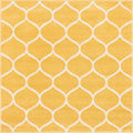 Unique Loom Trellis Frieze Collection Area Rug - Rounded (5' Square, Yellow/ Ivory)