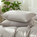 MooMee Bedding Pillowcases Pack of 2 100% Washed Cotton Linen Like Textured Breathable Durable Soft Comfy (Heathered Natural Lin