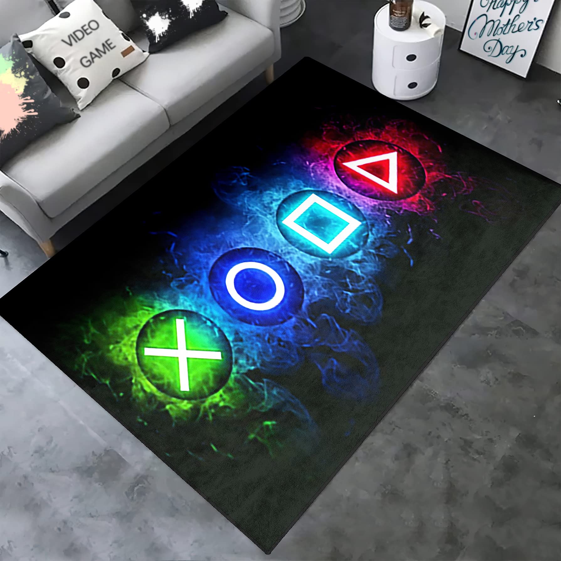 Games Area Rugs, Gamer Rug For Boy Cool Player Room Decor, Gaming Carpets For Boys Teens, Child Play Soft Floor Mat For Dining L