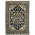 HomeRoots 508063 6 x 9 ft. Blue Taupe Gray Green Rust Tan Beige & Gold Oriental Power Loom Stain Resistant Rectangle Area Rug with Fringe