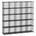 HUBSON Wire Cube Storage Organizer, 25-Cube Metal Grids Storage Shelf, Closet Cabinet, DIY Plastic Cube Bookcase Modular Closet 